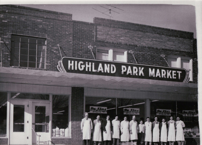 Photograph of Highland Park Market  in Topeka, KS in the 1950s.