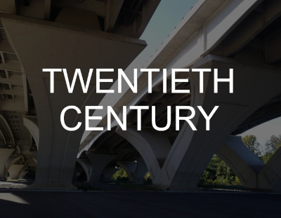 "Twentieth Century" over a photo picturing the underside of the Woodrow Wilson Bridge in Alexandria, VA